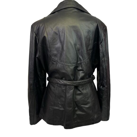 Wilsons Leather Maxima Black Large Thinsulate Belted Button Up Coat - Picture 4 of 10